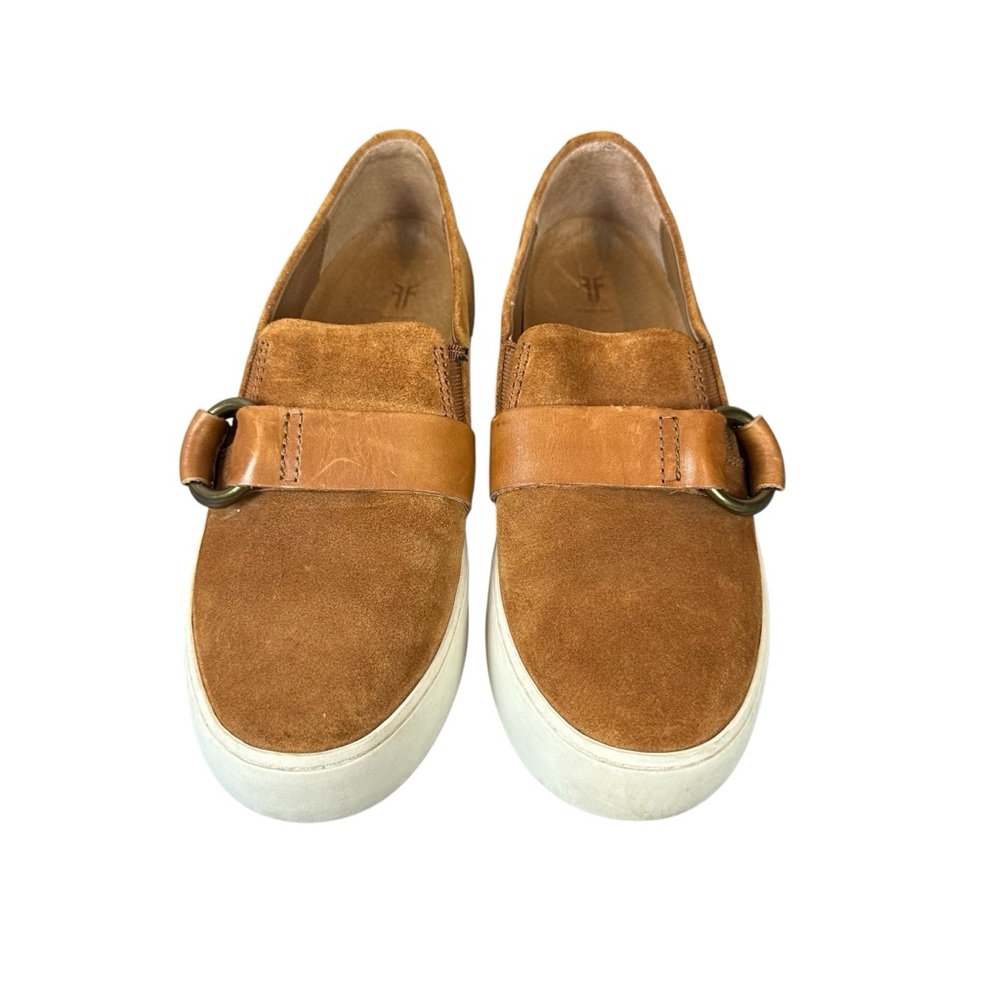 Frye Lena Harness Slip On Tan Suede Leather Sneaker Women Sz 6.5